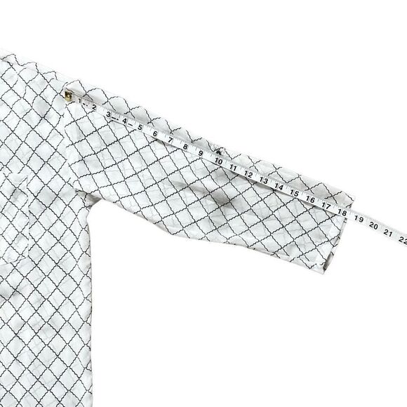 CAbi Sheer White & Black Diamond Criss Cross Pattern Button Down Shirt Blouse XS - Picture 9 of 13